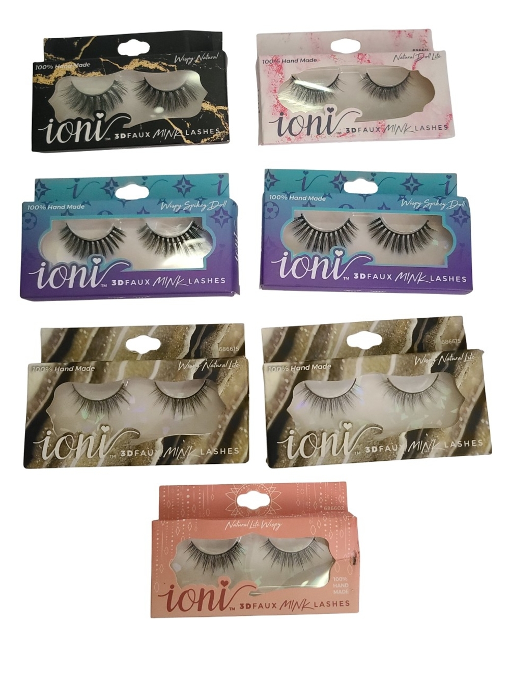 ioni 3D Faux Mink Lashes - Black (Assorted Styles) 7 SETS